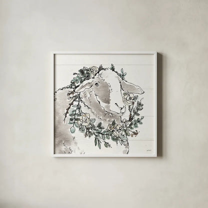 Modern Farmhouse XIII by Anne Tavoletti. Shown in a crisp white glass frame for a clean and minimalist style. Available as an archival giclee rolled canvas, fine art paper, or poster print. SKU 47346a.