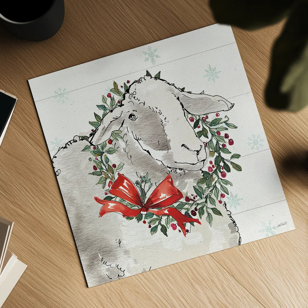 Modern Farmhouse XIII Christmas by Anne Tavoletti. Shown as a detailed flat fine art print, highlighting archival giclee quality. Available as an archival giclee rolled canvas, fine art paper, or poster print. SKU 48236a.