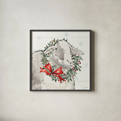 Modern Farmhouse XIII Christmas by Anne Tavoletti. Shown in a sleek black glass frame for a contemporary gallery look. Available as an archival giclee rolled canvas, fine art paper, or poster print. SKU 48236a.