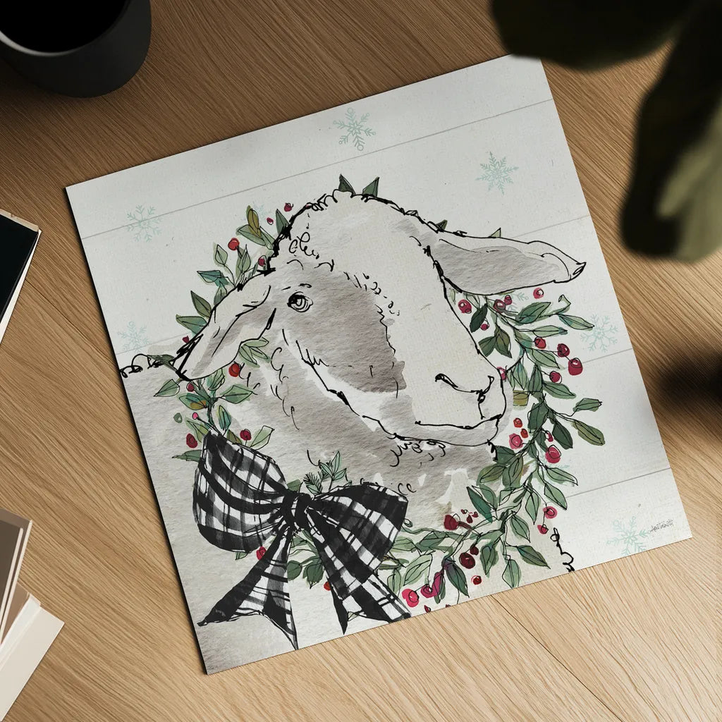Modern Farmhouse XIII Christmas by Anne Tavoletti. Shown as a detailed flat fine art print, highlighting archival giclee quality. Available as an archival giclee rolled canvas, fine art paper, or poster print. SKU 57980a.