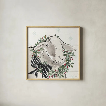 Modern Farmhouse XIII Christmas by Anne Tavoletti. Shown in a natural wood glass frame for a timeless modern aesthetic. Available as an archival giclee rolled canvas, fine art paper, or poster print. SKU 57980a.