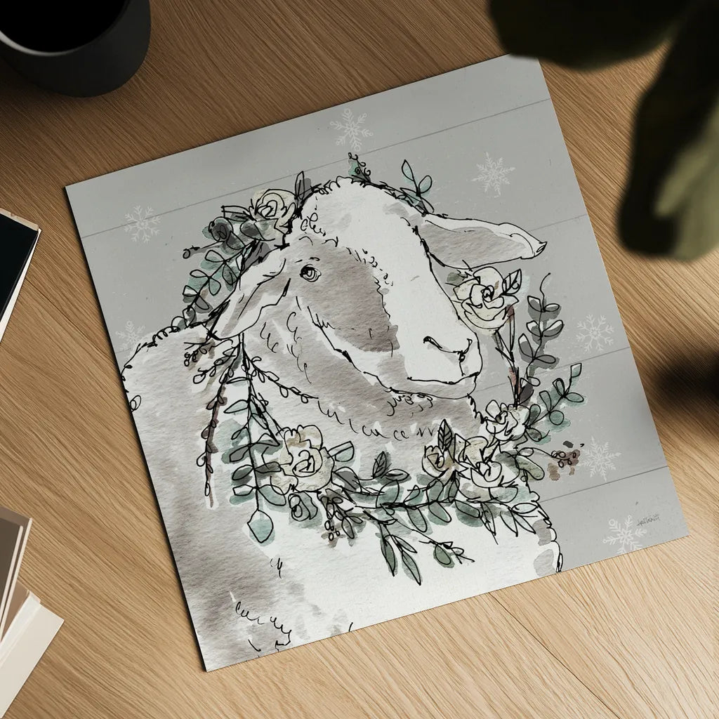 Modern Farmhouse XIII Snowflakes by Anne Tavoletti. Shown as a detailed flat fine art print, highlighting archival giclee quality. Available as an archival giclee rolled canvas, fine art paper, or poster print. SKU 49236a.