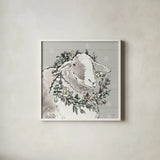 Modern Farmhouse XIII Snowflakes by Anne Tavoletti. Shown in a crisp white glass frame for a clean and minimalist style. Available as an archival giclee rolled canvas, fine art paper, or poster print. SKU 49236a.
