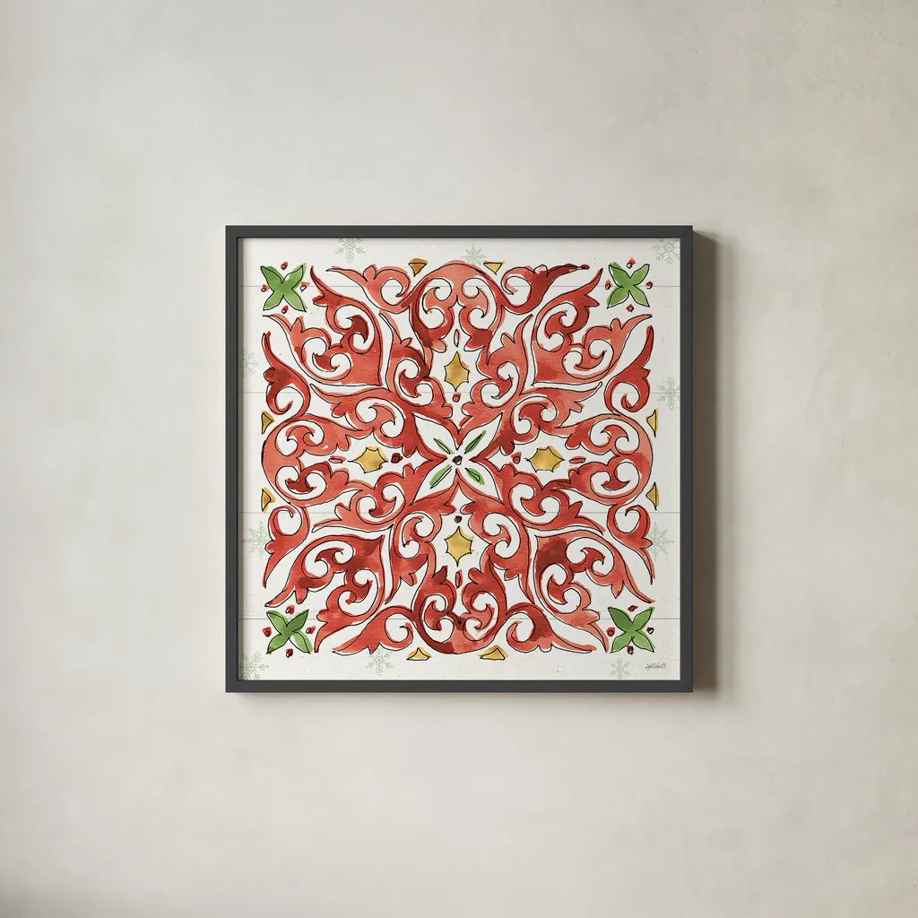 Modern Farmhouse XIV Christmas by Anne Tavoletti. Shown in a sleek black glass frame for a contemporary gallery look. Available as an archival giclee rolled canvas, fine art paper, or poster print. SKU 48237a.