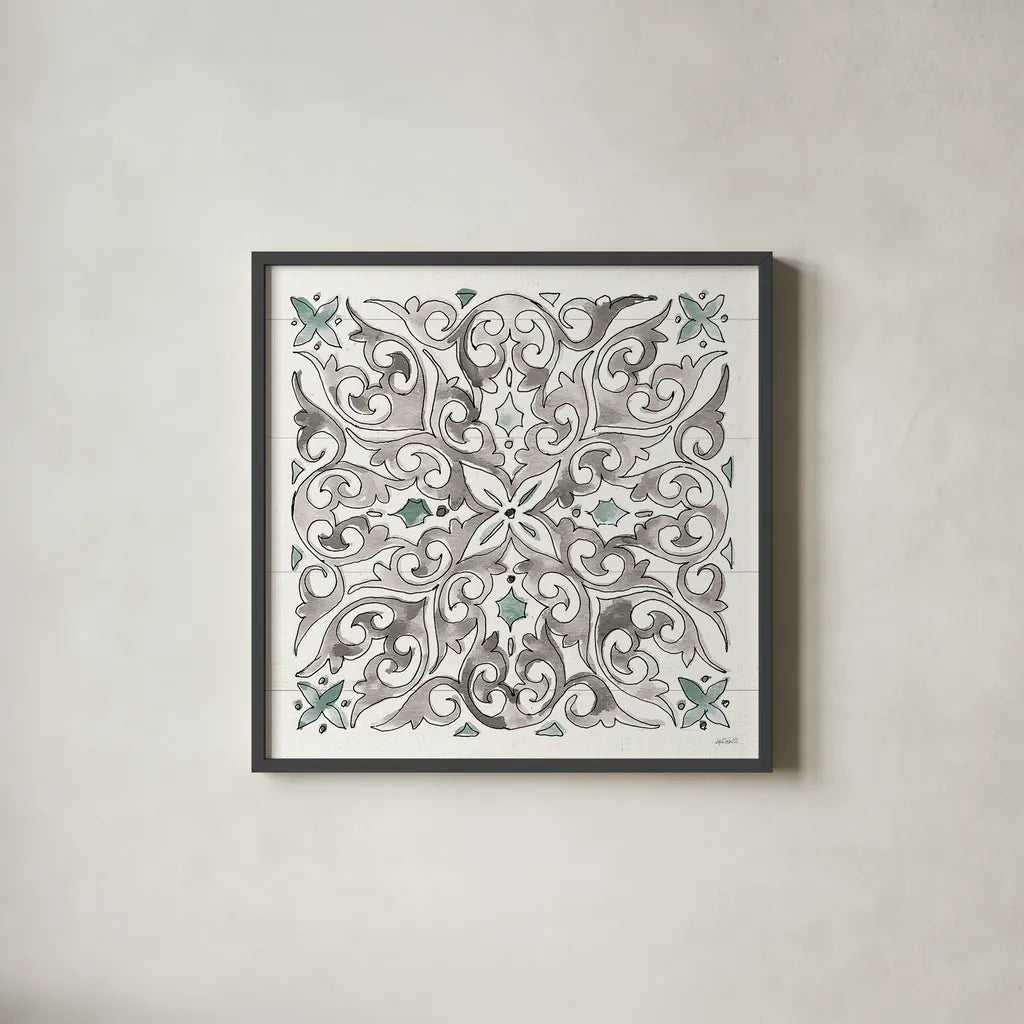 Modern Farmhouse XVI by Anne Tavoletti. Shown in a sleek black glass frame for a contemporary gallery look. Available as an archival giclee rolled canvas, fine art paper, or poster print. SKU 47349a.