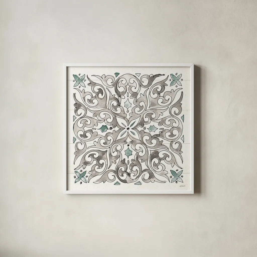 Modern Farmhouse XVI by Anne Tavoletti. Shown in a crisp white glass frame for a clean and minimalist style. Available as an archival giclee rolled canvas, fine art paper, or poster print. SKU 47349a.
