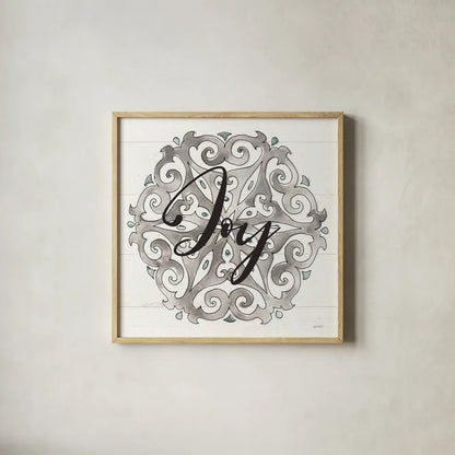 Modern Farmhouse XVII Joy by Anne Tavoletti. Shown in a natural wood glass frame for a timeless modern aesthetic. Available as an archival giclee rolled canvas, fine art paper, or poster print. SKU 49239a.