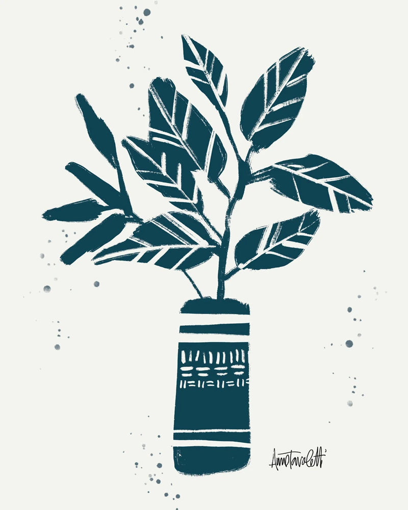 Monochrome Blue Botanical Sketches VI by Anne Tavoletti