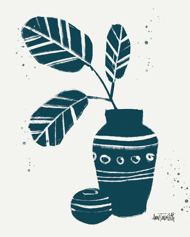 Monochrome Blue Botanical Sketches VIII by Anne Tavoletti