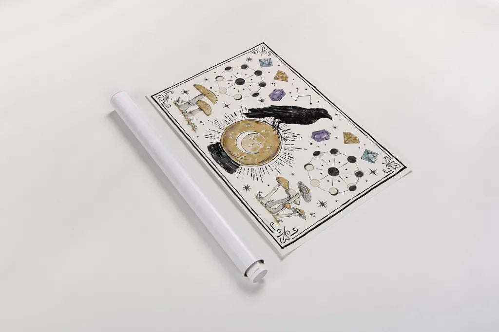 Mystic Moon I by Anne Tavoletti. shown as a rolled paper print. Available as archival giclee rolled canvas, fine art paper, or poster print. SKU 83354i.