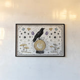Mystic Moon I by Anne Tavoletti. shown as a paper print in a black flame. Available as a archival giclee rolled canvas, fine art paper, or poster print. SKU 83354i.