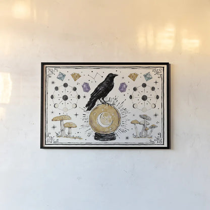 Mystic Moon I by Anne Tavoletti. shown as a paper print in a black flame. Available as a archival giclee rolled canvas, fine art paper, or poster print. SKU 83354i.