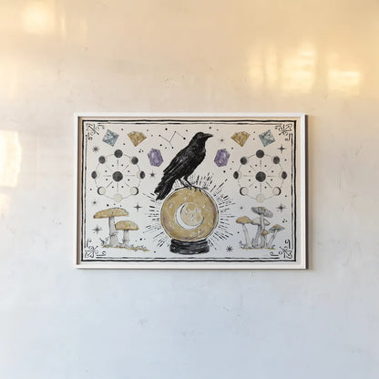 Mystic Moon I by Anne Tavoletti. shown as a paper print in a white frame. Available as a archival giclee rolled canvas, fine art paper, or poster print. SKU 83354i.