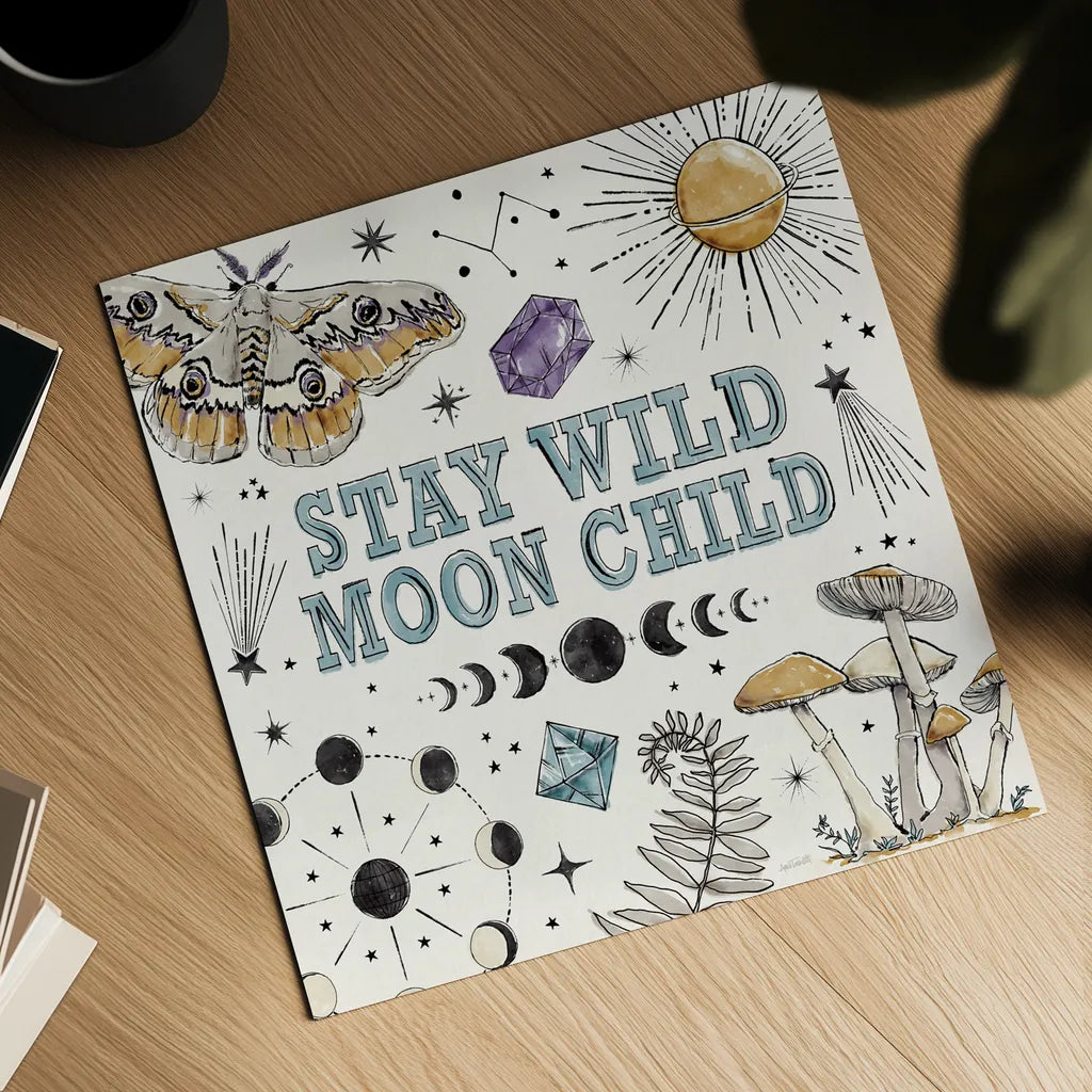 Mystic Moon IX by Anne Tavoletti. Shown as a detailed flat fine art print, highlighting archival giclee quality. Available as an archival giclee rolled canvas, fine art paper, or poster print. SKU 83362a.