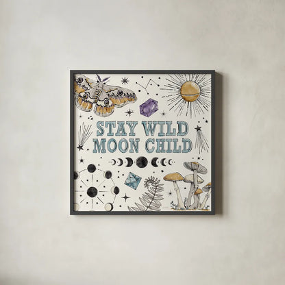 Mystic Moon IX by Anne Tavoletti. Shown in a sleek black glass frame for a contemporary gallery look. Available as an archival giclee rolled canvas, fine art paper, or poster print. SKU 83362a.