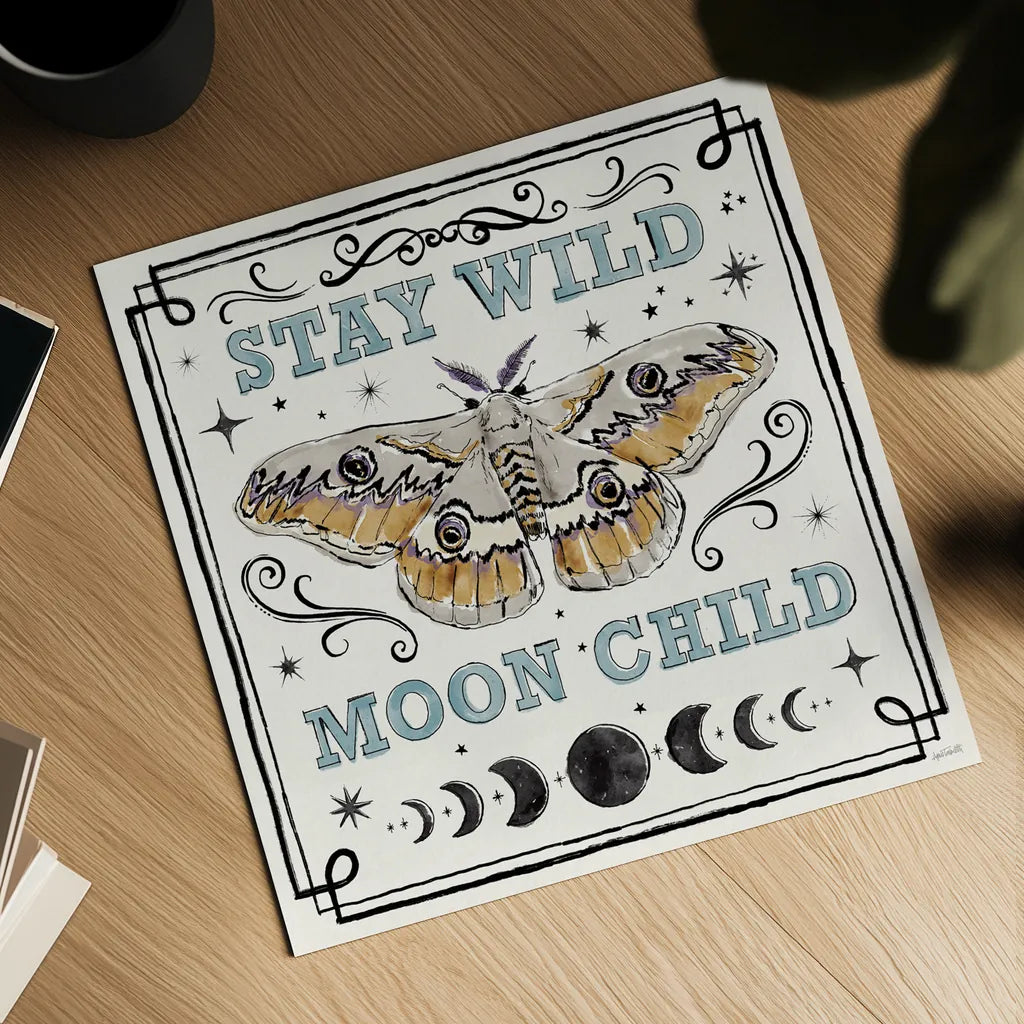 Mystic Moon V by Anne Tavoletti. Shown as a detailed flat fine art print, highlighting archival giclee quality. Available as an archival giclee rolled canvas, fine art paper, or poster print. SKU 83358a.