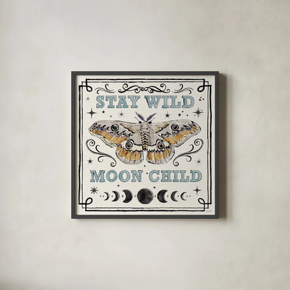 Mystic Moon V by Anne Tavoletti. Shown in a sleek black glass frame for a contemporary gallery look. Available as an archival giclee rolled canvas, fine art paper, or poster print. SKU 83358a.