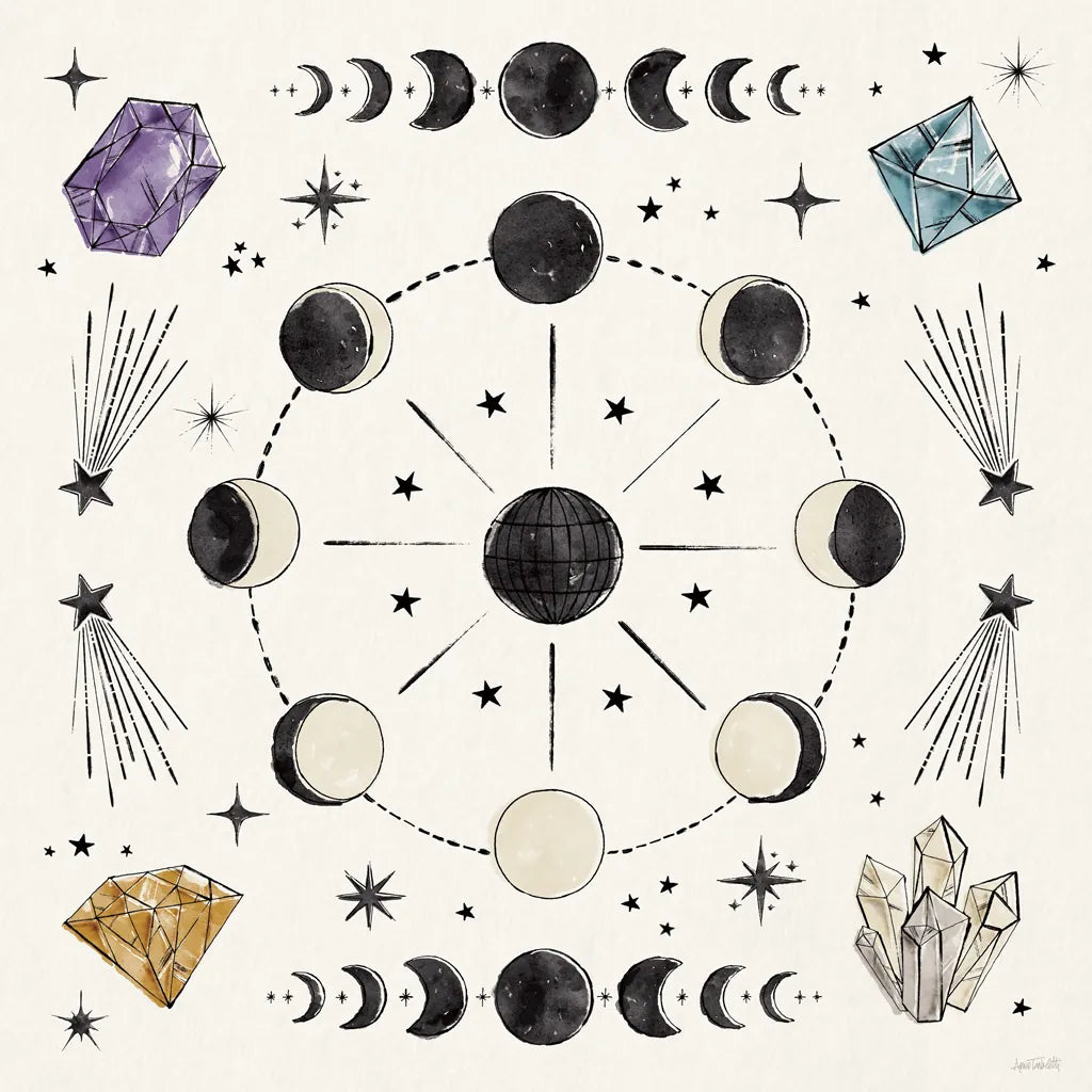 Mystic Moon VI by Anne Tavoletti. SKU 83359a. Archival Giclee Fine art print for wall decor.