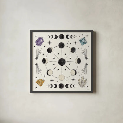 Mystic Moon VI by Anne Tavoletti. Shown in a sleek black glass frame for a contemporary gallery look. Available as an archival giclee rolled canvas, fine art paper, or poster print. SKU 83359a.