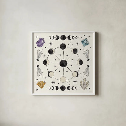 Mystic Moon VI by Anne Tavoletti. Shown in a crisp white glass frame for a clean and minimalist style. Available as an archival giclee rolled canvas, fine art paper, or poster print. SKU 83359a.