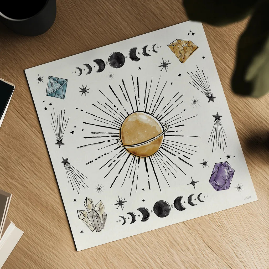 Mystic Moon VII by Anne Tavoletti. Shown as a detailed flat fine art print, highlighting archival giclee quality. Available as an archival giclee rolled canvas, fine art paper, or poster print. SKU 83360a.