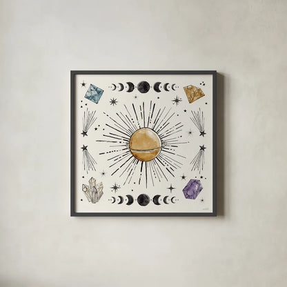 Mystic Moon VII by Anne Tavoletti. Shown in a sleek black glass frame for a contemporary gallery look. Available as an archival giclee rolled canvas, fine art paper, or poster print. SKU 83360a.