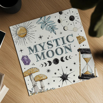 Mystic Moon VIII by Anne Tavoletti. Shown as a detailed flat fine art print, highlighting archival giclee quality. Available as an archival giclee rolled canvas, fine art paper, or poster print. SKU 83361a.