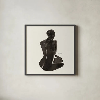 Neutral Nudes I Sq by Anne Tavoletti. Shown in a sleek black glass frame for a contemporary gallery look. Available as an archival giclee rolled canvas, fine art paper, or poster print. SKU 80607a.