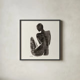 Neutral Nudes II Sq by Anne Tavoletti. Shown in a sleek black glass frame for a contemporary gallery look. Available as an archival giclee rolled canvas, fine art paper, or poster print. SKU 80608a.