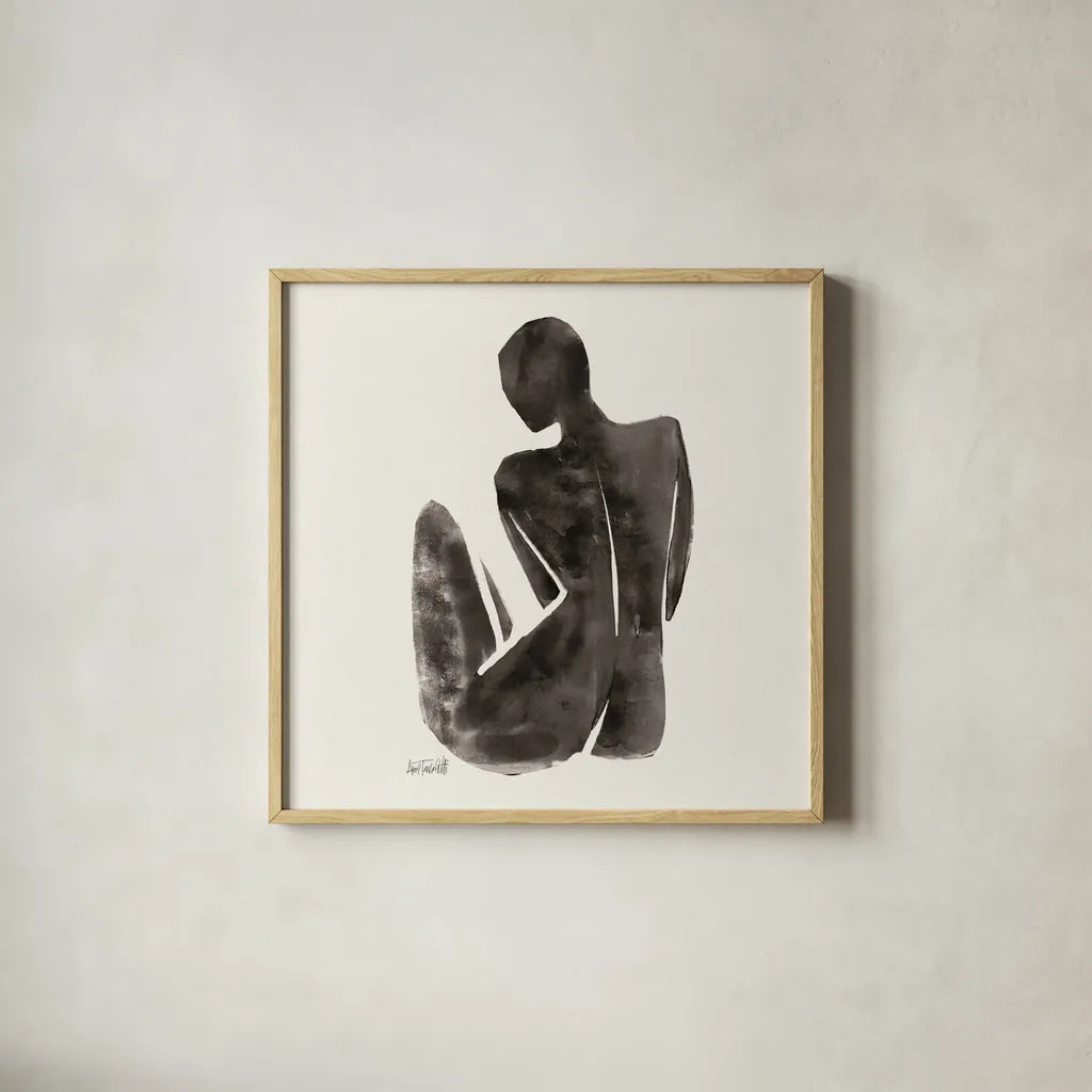 Neutral Nudes II Sq by Anne Tavoletti. Shown in a natural wood glass frame for a timeless modern aesthetic. Available as an archival giclee rolled canvas, fine art paper, or poster print. SKU 80608a.