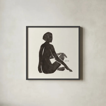Neutral Nudes III by Anne Tavoletti. Shown in a sleek black glass frame for a contemporary gallery look. Available as an archival giclee rolled canvas, fine art paper, or poster print. SKU 75941a.
