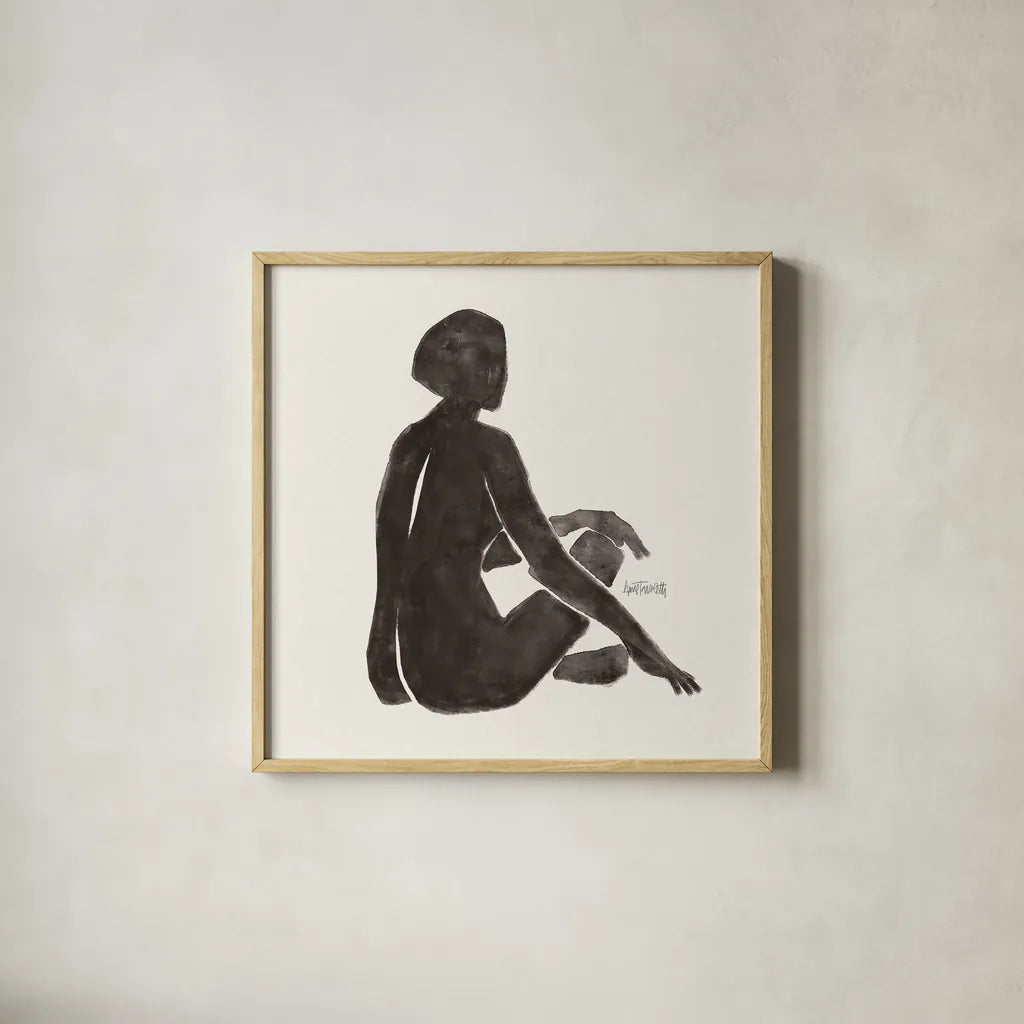 Neutral Nudes III by Anne Tavoletti. Shown in a natural wood glass frame for a timeless modern aesthetic. Available as an archival giclee rolled canvas, fine art paper, or poster print. SKU 75941a.