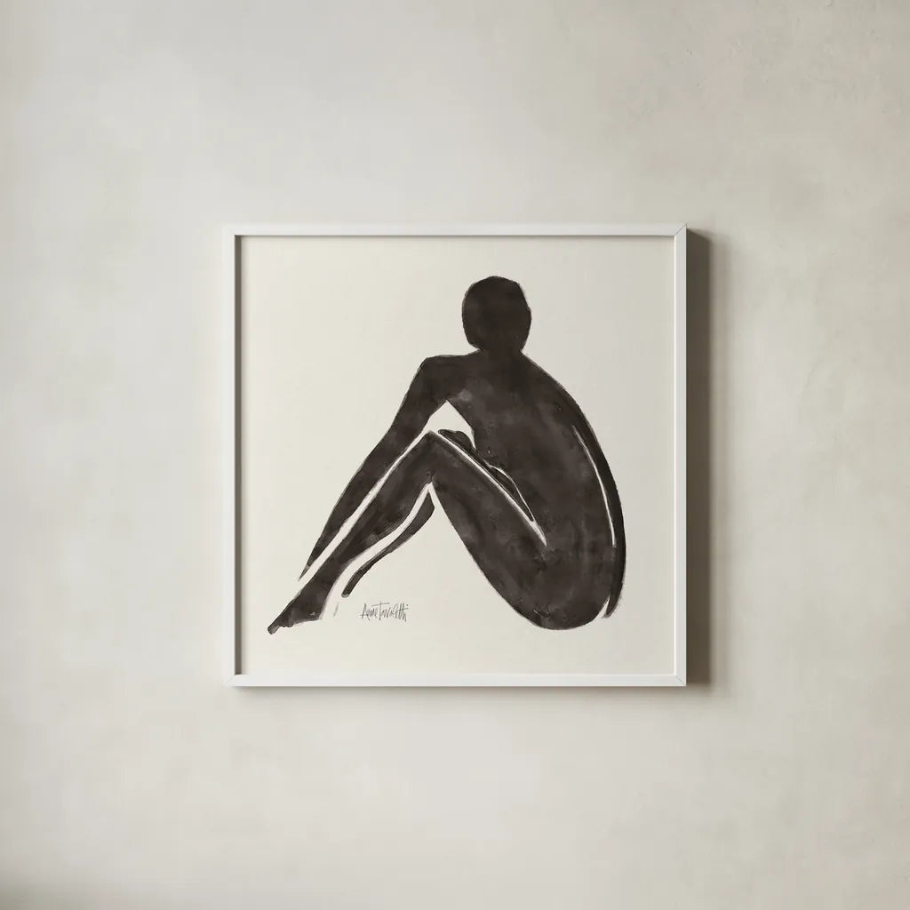 Neutral Nudes IV by Anne Tavoletti. Shown in a crisp white glass frame for a clean and minimalist style. Available as an archival giclee rolled canvas, fine art paper, or poster print. SKU 75942a.