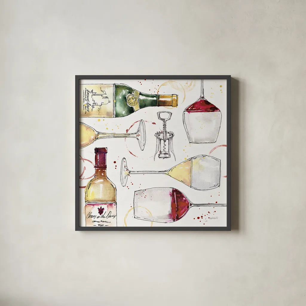 Oaked and Aged II by Anne Tavoletti. Shown in a sleek black glass frame for a contemporary gallery look. Available as an archival giclee rolled canvas, fine art paper, or poster print. SKU 52234a.