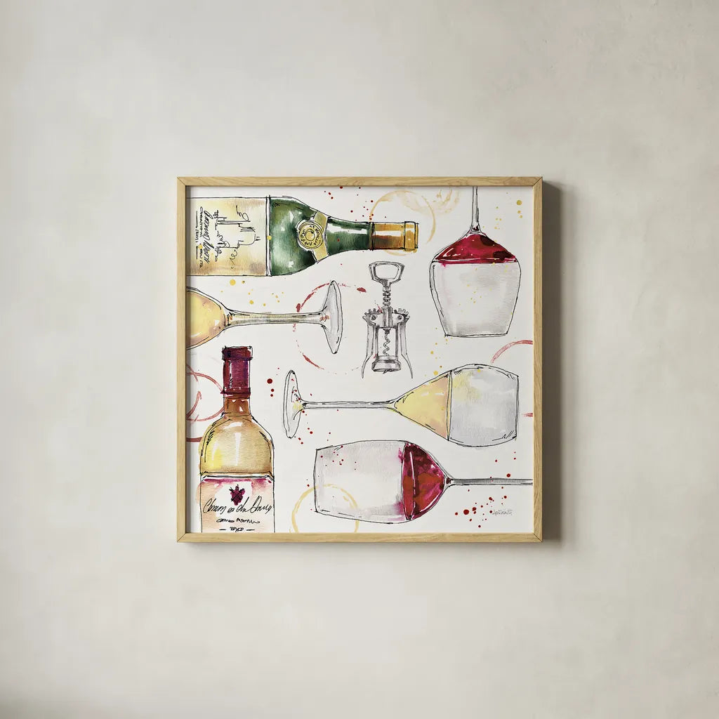 Oaked and Aged II by Anne Tavoletti. Shown in a natural wood glass frame for a timeless modern aesthetic. Available as an archival giclee rolled canvas, fine art paper, or poster print. SKU 52234a.