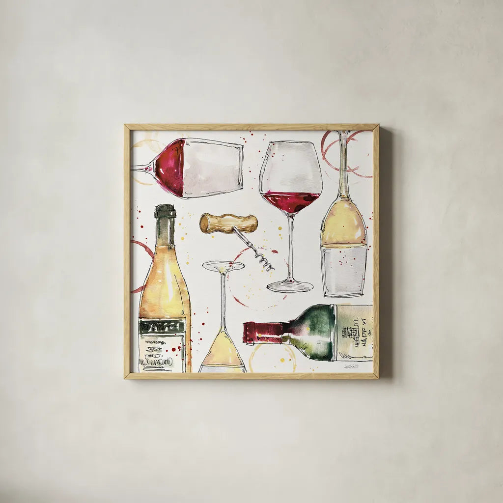 Oaked and Aged III by Anne Tavoletti. Shown in a natural wood glass frame for a timeless modern aesthetic. Available as an archival giclee rolled canvas, fine art paper, or poster print. SKU 52235a.