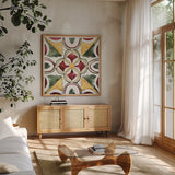 Oaked and Aged VI by Anne Tavoletti. Shown in a natural wood frame in a cozy modern living room. Available as an archival giclee rolled canvas, fine art paper, or poster print. SKU 52238a.