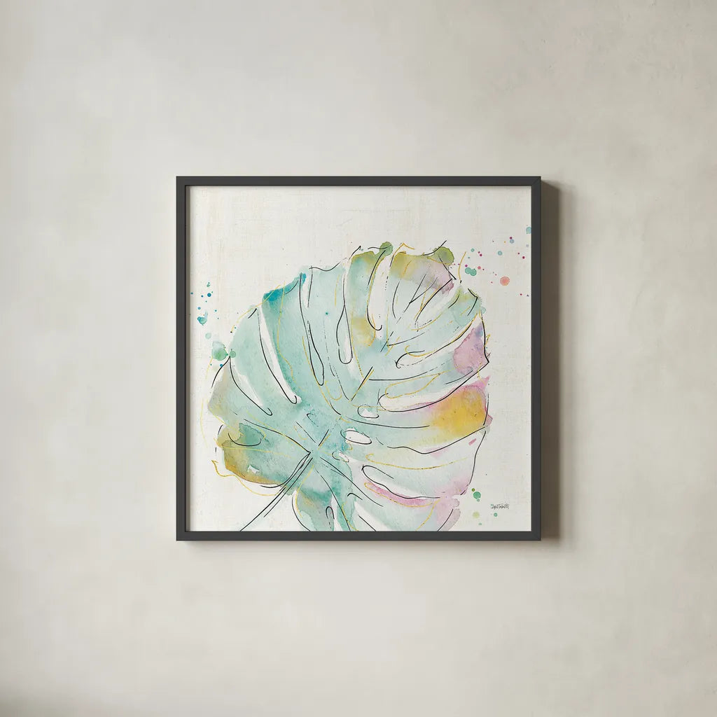 Palm Passion IV no Words by Anne Tavoletti. Shown in a sleek black glass frame for a contemporary gallery look. Available as an archival giclee rolled canvas, fine art paper, or poster print. SKU 29193a.
