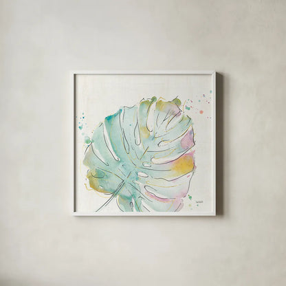 Palm Passion IV no Words by Anne Tavoletti. Shown in a crisp white glass frame for a clean and minimalist style. Available as an archival giclee rolled canvas, fine art paper, or poster print. SKU 29193a.