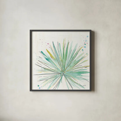 Palm Passion V no Words by Anne Tavoletti. Shown in a sleek black glass frame for a contemporary gallery look. Available as an archival giclee rolled canvas, fine art paper, or poster print. SKU 29194a.