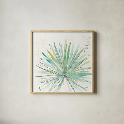 Palm Passion V no Words by Anne Tavoletti. Shown in a natural wood glass frame for a timeless modern aesthetic. Available as an archival giclee rolled canvas, fine art paper, or poster print. SKU 29194a.