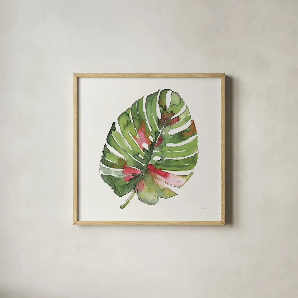 Palm Springs I by Anne Tavoletti. Shown in a natural wood glass frame for a timeless modern aesthetic. Available as an archival giclee rolled canvas, fine art paper, or poster print. SKU 95657a.