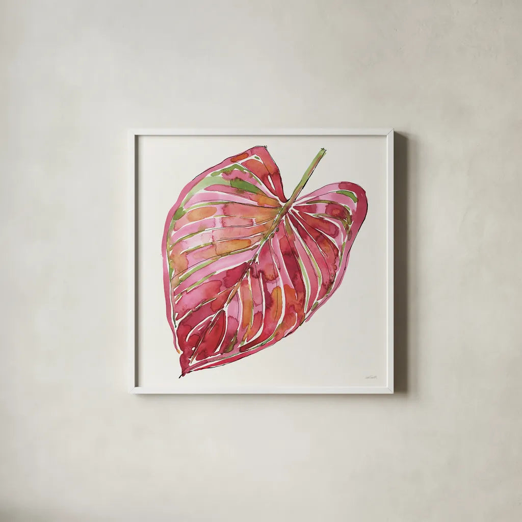 Palm Springs II by Anne Tavoletti. Shown in a crisp white glass frame for a clean and minimalist style. Available as an archival giclee rolled canvas, fine art paper, or poster print. SKU 95658a.