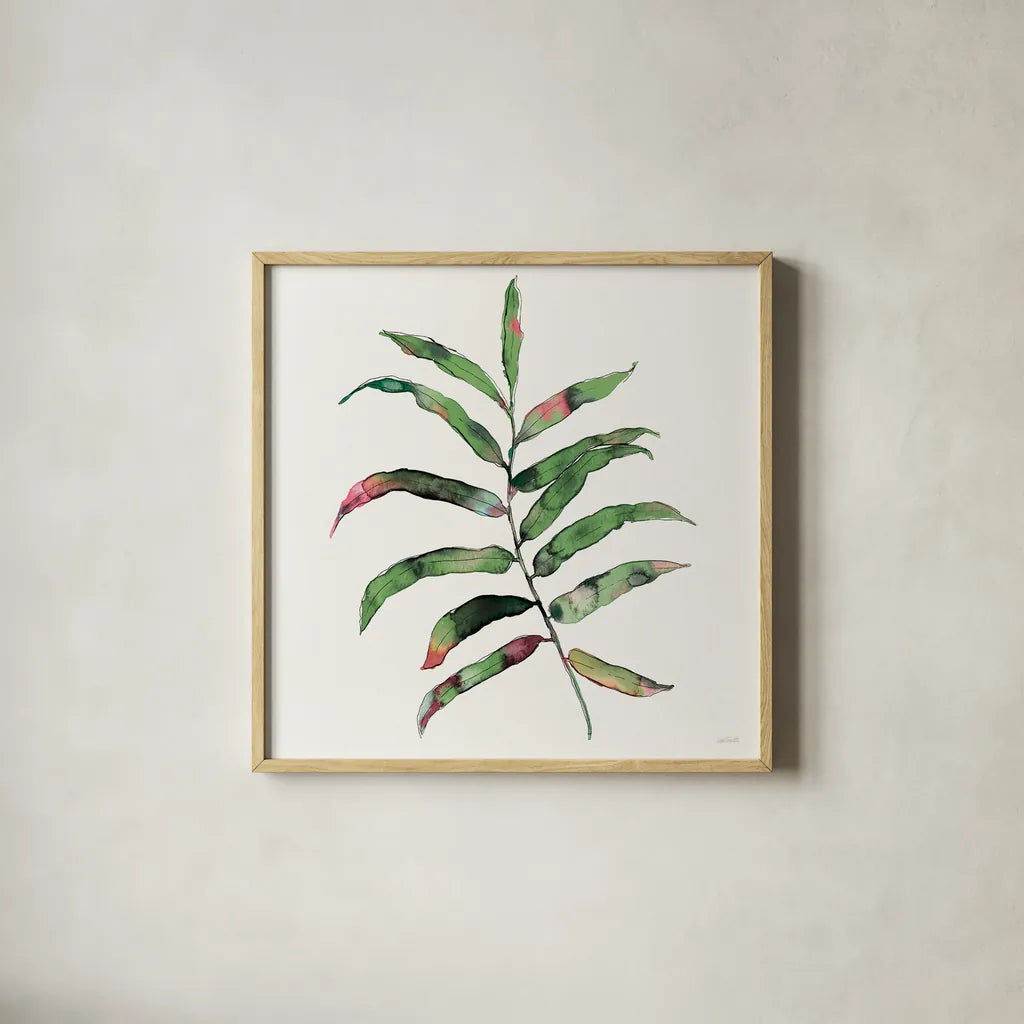 Palm Springs III by Anne Tavoletti. Shown in a natural wood glass frame for a timeless modern aesthetic. Available as an archival giclee rolled canvas, fine art paper, or poster print. SKU 95659a.