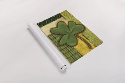 Patchwork Clover by Anne Tavoletti. shown as a rolled paper print. Available as archival giclee rolled canvas, fine art paper, or poster print. SKU 56647h.
