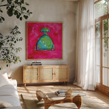Perfume I by Anne Tavoletti. Shown in a natural wood frame in a cozy modern living room. Available as an archival giclee rolled canvas, fine art paper, or poster print. SKU 11916a.