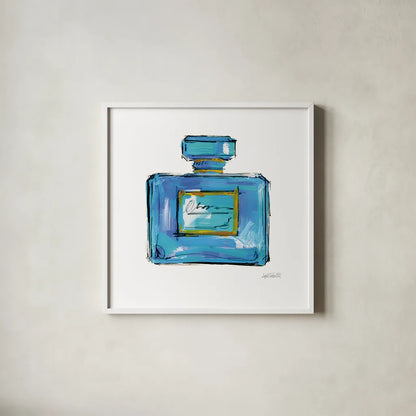 Perfume II Bright by Anne Tavoletti. Shown in a crisp white glass frame for a clean and minimalist style. Available as an archival giclee rolled canvas, fine art paper, or poster print. SKU 85473a.