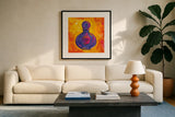 Perfume IV by Anne Tavoletti. Displayed in a glass frame with matte in a clean modern living room. Available as an archival giclee rolled canvas, fine art paper, or poster print. SKU 11919a.
