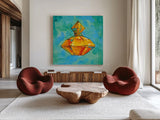 Perfume VI by Anne Tavoletti. Shown as extra-large giant wall art in a modern living room. Available as an archival giclee rolled canvas, fine art paper, or poster print. SKU 99178a.