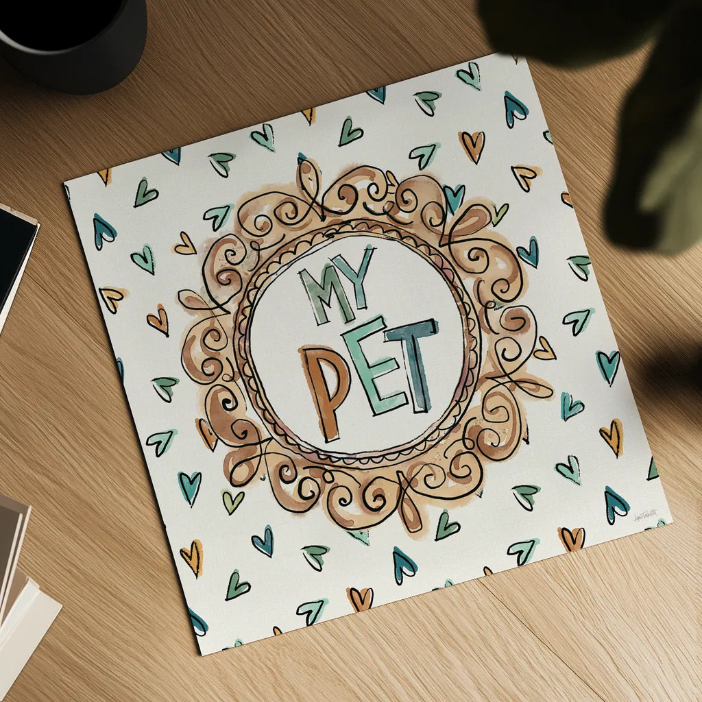 Pet Sentiments II by Anne Tavoletti. Shown as a detailed flat fine art print, highlighting archival giclee quality. Available as an archival giclee rolled canvas, fine art paper, or poster print. SKU 89393a.